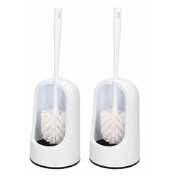Foto van 2x toiletborstels/wc-borstels met witte houder 40 cm - toiletborstels