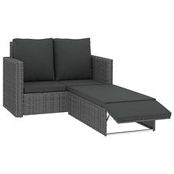 Foto van Vidaxl 2-delige loungeset met kussens poly rattan grijs