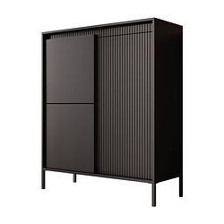 Foto van Meubella dressoir saran - mat zwart - hoog - 104 cm