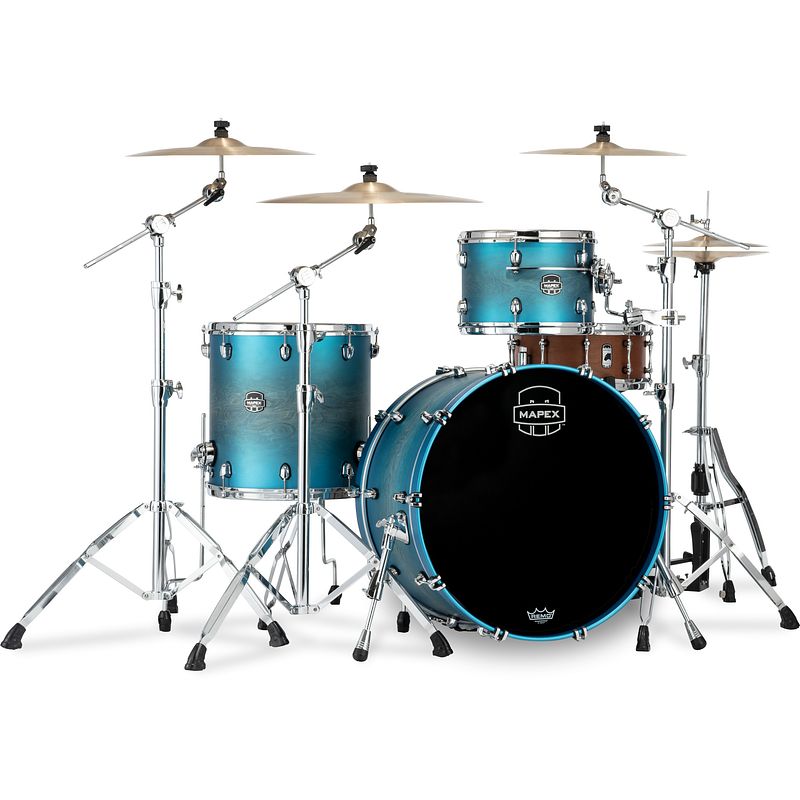 Foto van Mapex se446xhpt saturn evo. hybrid rock powerhouse exotic azure 3d. shellset