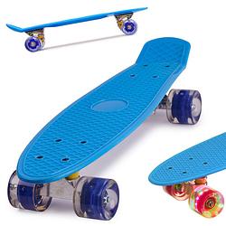 Foto van Blauwe skateboard penny board voor kinderen met ledverlichting 22.5 inch / 56cm