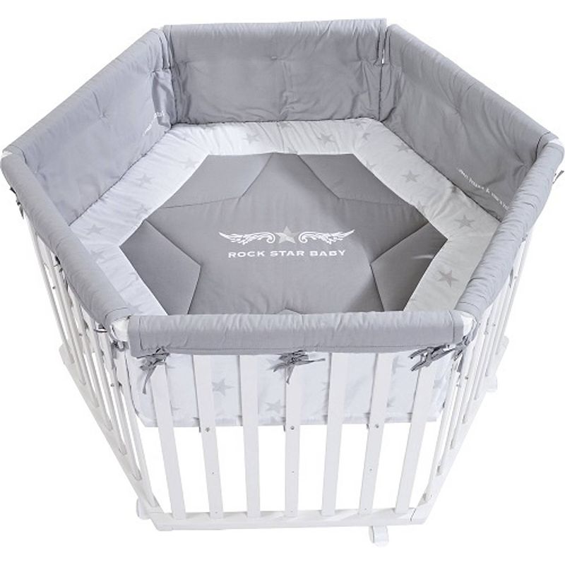 Foto van Roba babybox rock star baby zeshoek 121 x 106 cm hout wit