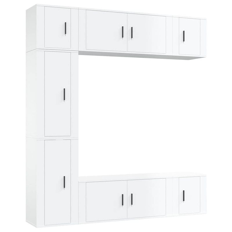 Foto van The living store televisiekastenset - hoogglans wit - 2x 100x34.5x40cm - 2x 40x34.5x80cm - 3x 40x34.5x40cm