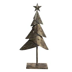 Foto van Haes deco - decoratieve kerstboom 25x12x55 cm - koperkleurig - kerstversiering, kerstdecoratie