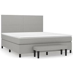 Foto van The living store boxspringbed - rustgevend - bed - 203 x 160 x 118/128 cm - lichtgrijs - middelhard - pocketvering