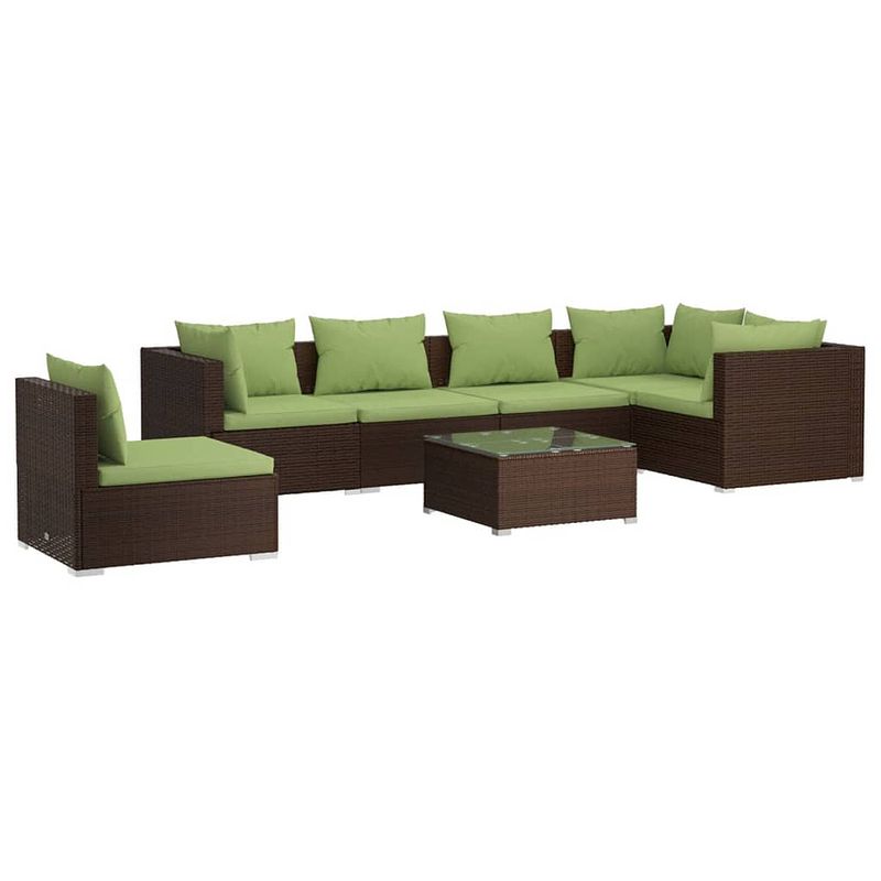 Foto van Vidaxl 7-delige loungeset met kussens poly rattan bruin