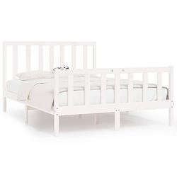 Foto van The living store bedframe anna wit - 195.5 x 145.5 x 69.5 cm - massief grenenhout - multiplex lattenbodem