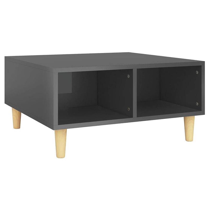 Foto van The living store salontafel scandinavische stijl - 60x60x30 cm - met opbergschappen - hoogglans grijs