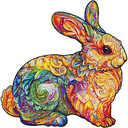 Foto van Unidragon houten puzzel dier - schitterend konijn - 700 stukjes - royal size 53x55 cm