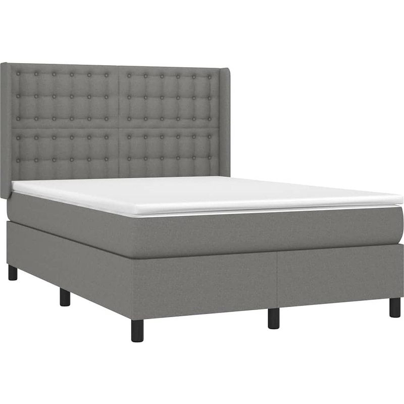 Foto van The living store boxspringbed - bed - 203 x 147 x 118/128 cm - duurzaam - verstelbaar hoofdbord - pocketvering matras