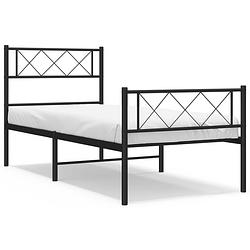 Foto van Vidaxl bedframe met hoofd- en voeteneinde metaal zwart 90x190 cm