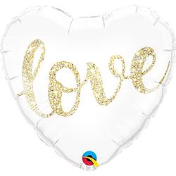 Foto van Folat folieballon love 45 cm wit/goud