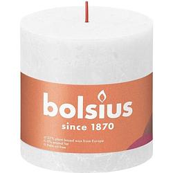 Foto van Bolsius stompkaars cloudy white ø100 mm - hoogte 10 cm - wit - 62 branduren