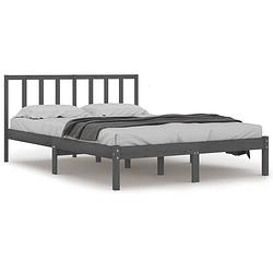 Foto van The living store bedframe grijs - grenenhout - 195.5 x 146 x 100 cm - geschikt voor matras 140 x 190 cm