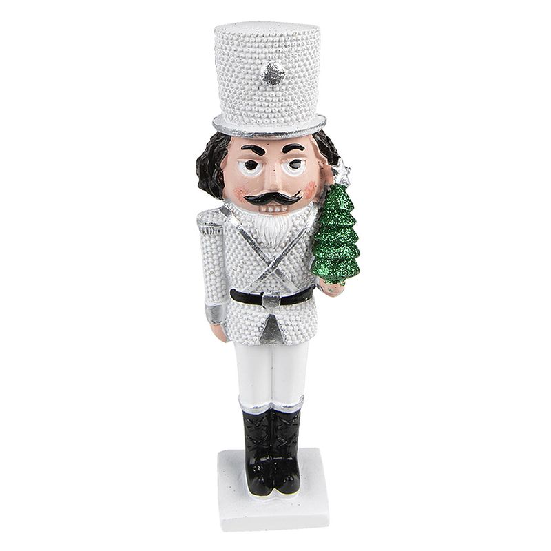 Foto van Haes deco - kerst notenkraker kleur wit, 5x3x16 cm, kerstfiguur - kerstdecoratie