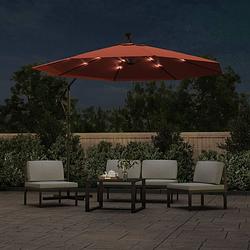 Foto van The living store hangende parasol - terracotta - 300 x 254 cm - led-verlichting