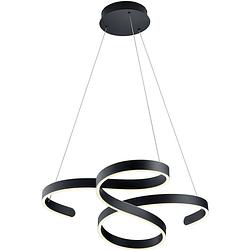 Foto van Led hanglamp - hangverlichting - trion frinco - 52w - warm wit 3000k - dimbaar - rond - mat zwart - aluminium