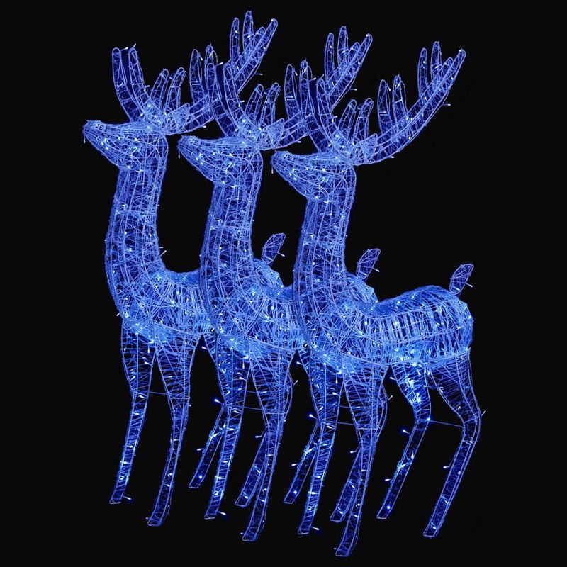 Foto van Vidaxl kerstdecoratie rendier xxl 3 st 250 led'ss blauw 180 cm acryl