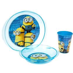 Foto van Stor lunchset minions magnetron blauw 3-delig