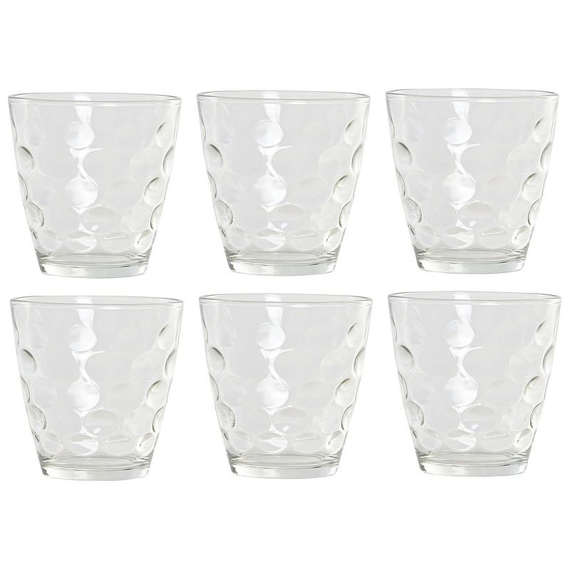 Foto van 12x stuks transparante waterglazen/drinkglazen cirkels relief 400 ml van glas - drinkglazen