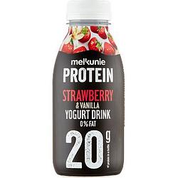 Foto van Melkunie protein strawberry & vanilla yogurt drink 0% fat 330ml bij jumbo