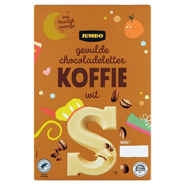 Foto van Jumbo gevulde chocoladeletter koffie wit s 150g