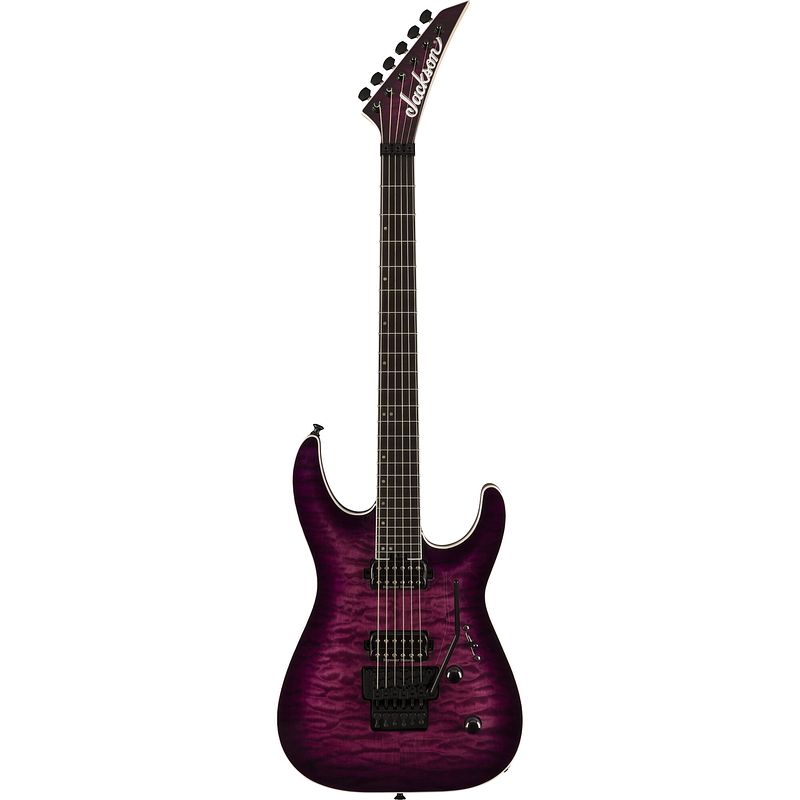 Foto van Jackson pro plus series dinky dka q eb transparent purple burst elektrische gitaar met gigbag