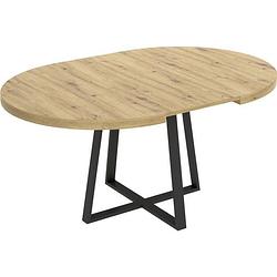 Foto van Duna uitschuifbare ronde tafel - 4 tot 6 personen - eiken decor - l110 x d110/152 x h77 cm