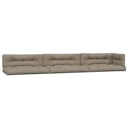 Foto van The living store palletkussens - polyester - set van 3 zitkussens - 3 rugkussens en 1 zijkussen - taupe - 120 x 80 x