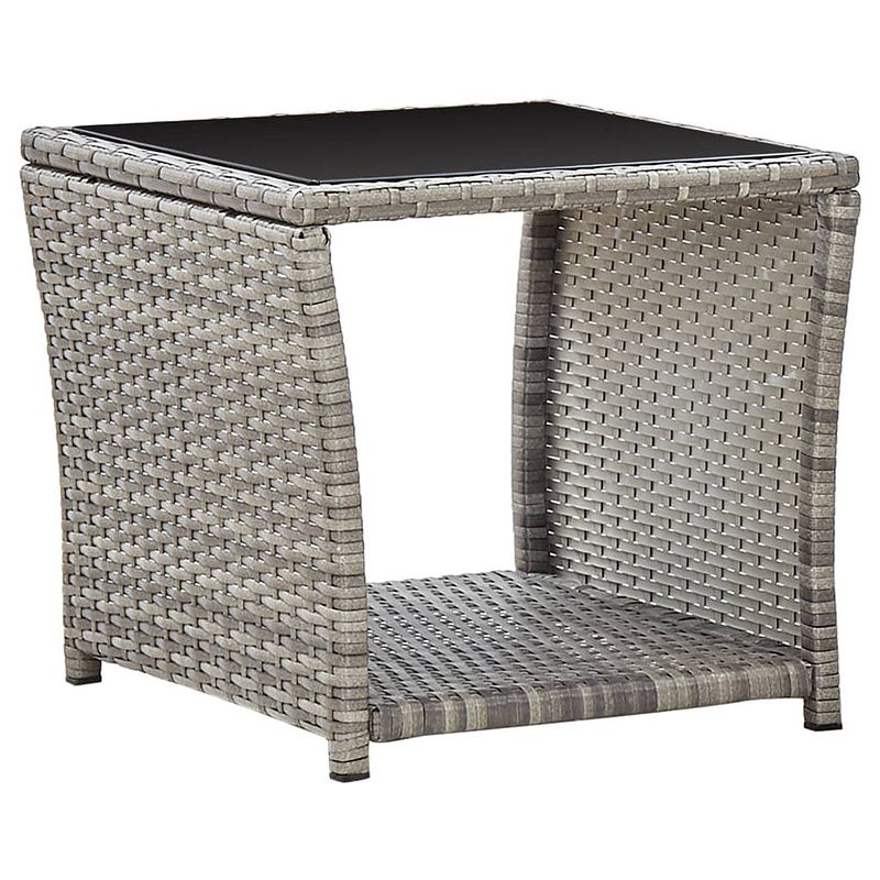 Foto van Vidaxl salontafel 45x45x40 cm poly rattan en glas grijs