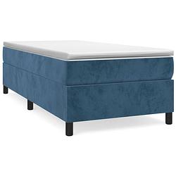 Foto van The living store boxspringframe - donkerblauw - 203 x 80 x 35 cm - fluweel - ondersteunende poten - multiplex