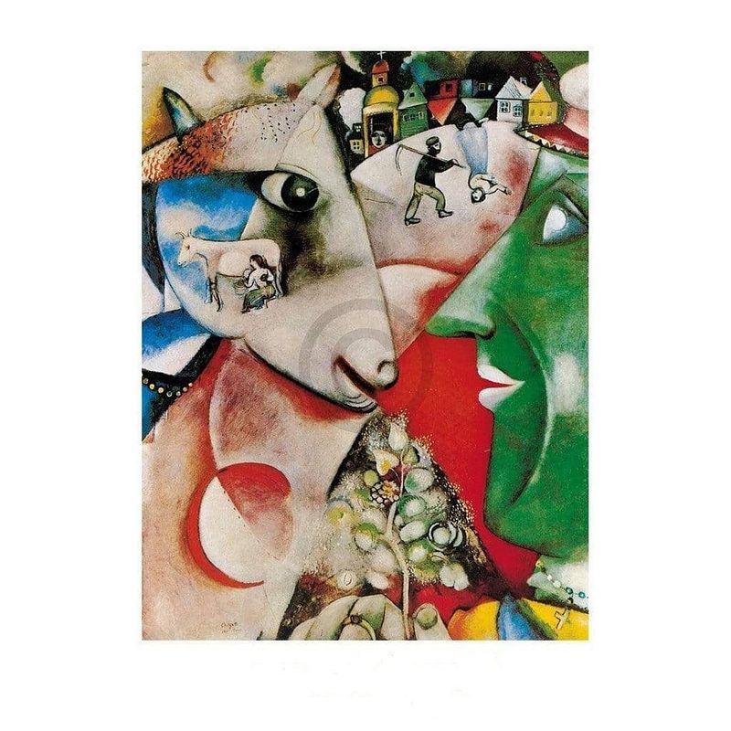 Foto van Marc chagall - i and the village, 1911 kunstdruk 60x80cm