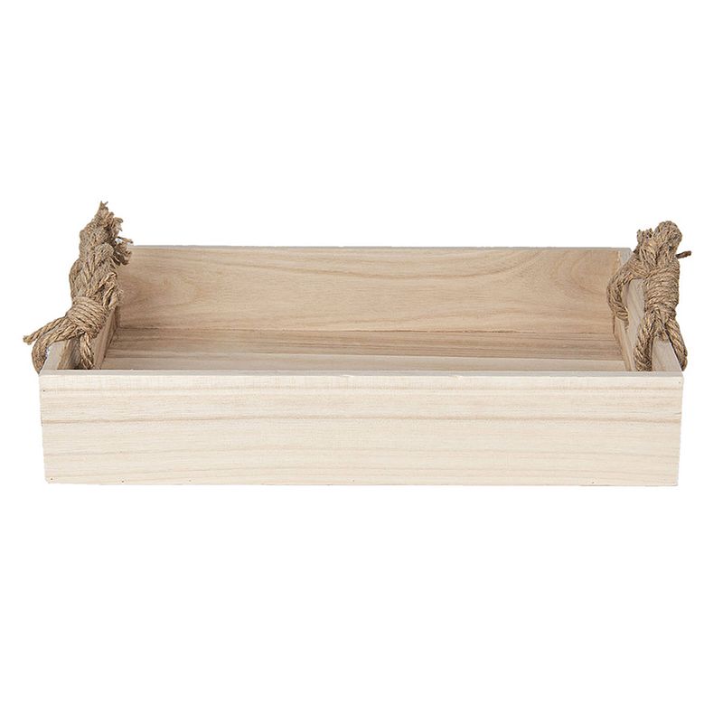 Foto van Haes deco - decoratief dienblad beige 37x25x7 cm - van hout