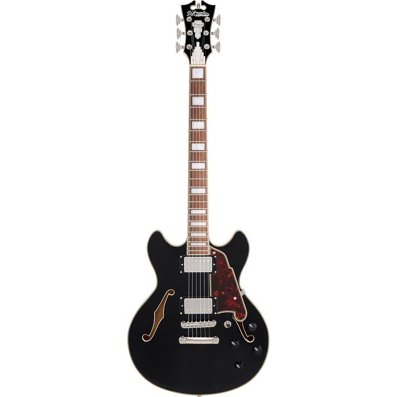 Foto van D'sangelico premier mini dc solid black semi-akoestische gitaar