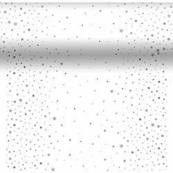 Foto van Duni kerst thema tafelloper/placemats- 40x480 cm -papier -wit-sterren  - tafellakens
