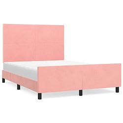 Foto van The living store bedframe roze fluwelen - 193x146x118/128 cm - verstelbaar hoofdeinde - ondersteunende poten -