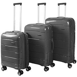 Foto van Lucceti - kofferset 3-delig - handbagage - met wielen - koffers - premium pp kwaliteit - trolley - florence - grijs