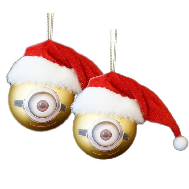 Foto van The minions kerstballen van kunststof minion carl 2x - kerstbal