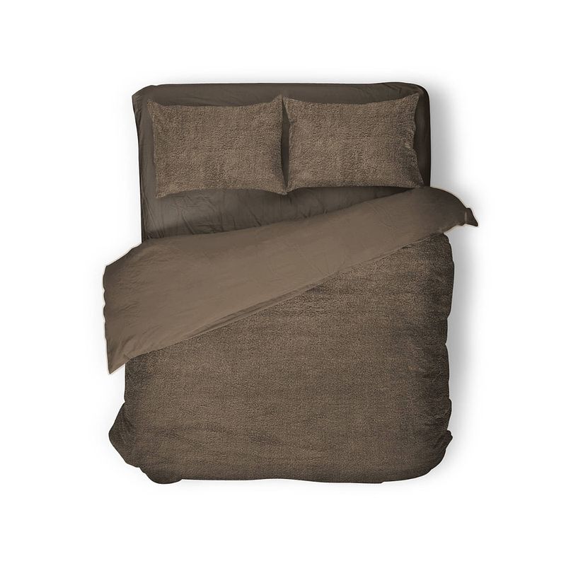 Foto van Eleganzzz dekbedovertrek teddy pluche - taupe 240x200/220cm