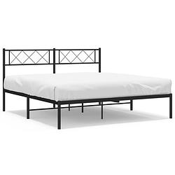 Foto van Vidaxl bedframe met hoofdbord metaal zwart 150x200 cm