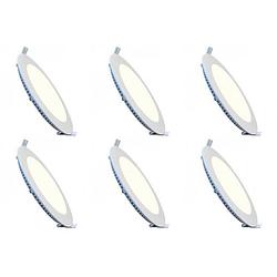 Foto van Led downlight slim 6 pack - inbouw rond 12w - natuurlijk wit 4200k - mat wit aluminium - ø170mm