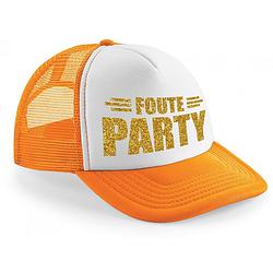 Foto van Foute party gouden letters snapback cap/ truckers petje oranje voor dames en heren - verkleedhoofddeksels