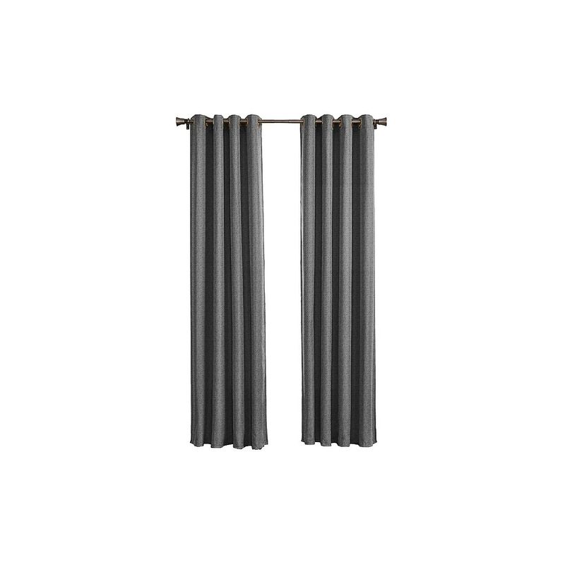 Foto van Geweven verduisterend gordijn - larson -dark grey- ringen - 300x250 cm