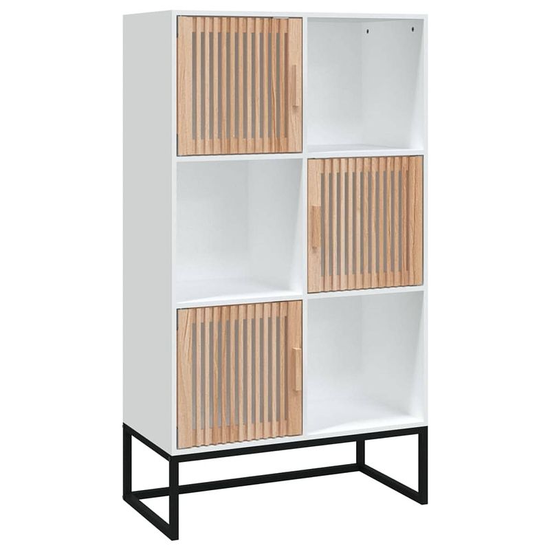 Foto van The living store hoge kast - 70 x 35 x 125 cm - wit - bewerkt hout - grenenhout en ijzer