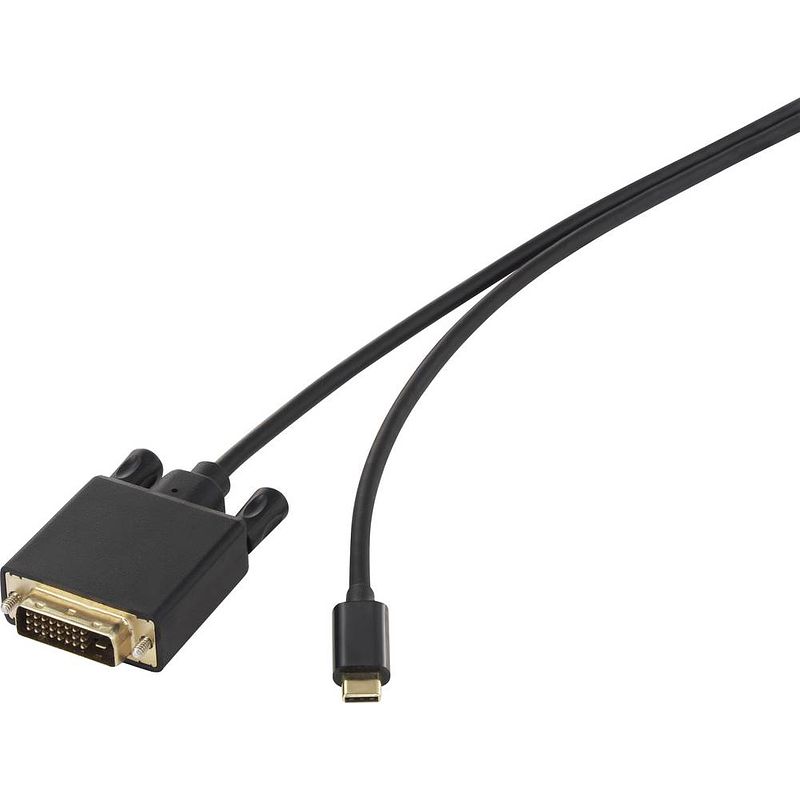 Foto van Renkforce usb-c / dvi adapterkabel usb-c stekker, dvi-d 24+1-polige stekker 3.00 m zwart rf-4535912 vergulde steekcontacten usb-c-displaykabel