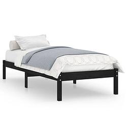 Foto van The living store bedframe - massief grenenhout - 75x190 cm - zwart