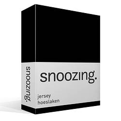 Foto van Snoozing jersey hoeslaken - 100% gebreide jersey katoen - lits-jumeaux (200x210/220 cm) - zwart