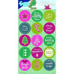 Foto van Funny products stickers christmas 20 x 10 cm groen 15 stuks