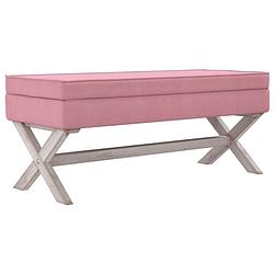 Foto van The living store kruk french vintage - roze - 110 x 45 x 49 cm - fluweel - opbergvak