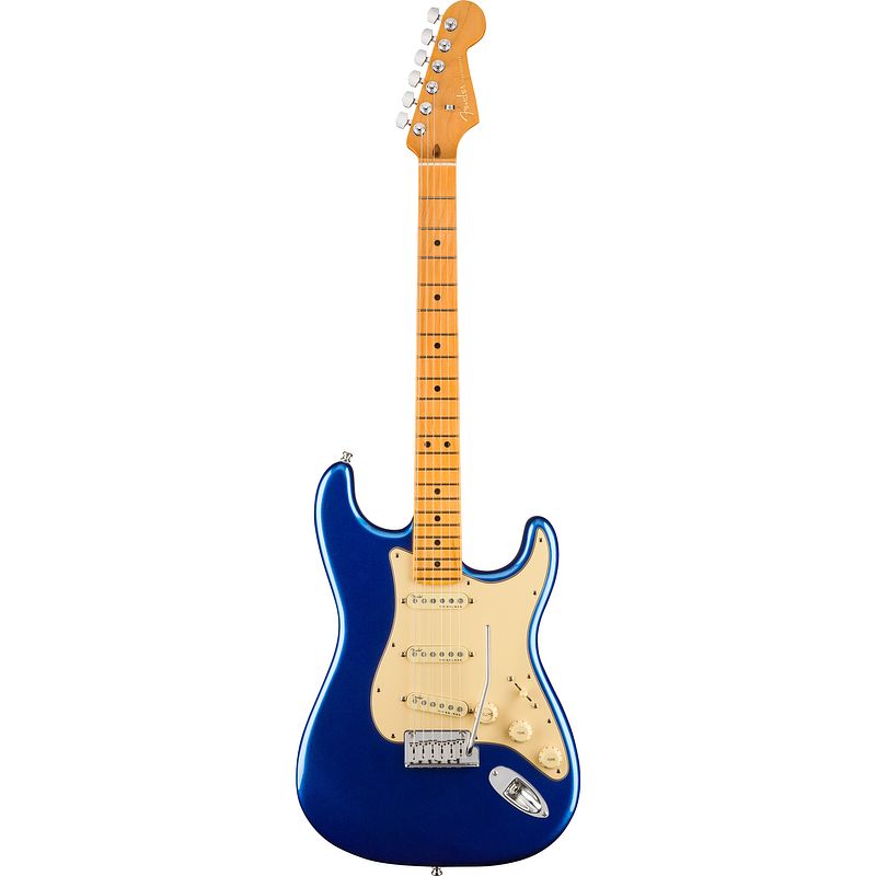 Foto van Fender american ultra stratocaster cobra blue mn met koffer